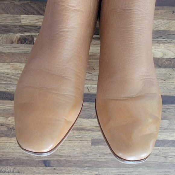 Lucky Brand Brown Tan Ilisse Leather Ankle Bootie Cowboy Slip On - Picture 11 of 16